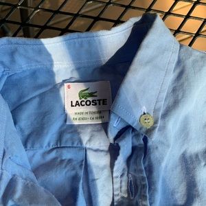 Boys Lacoste blue button down. Size 6 (European)